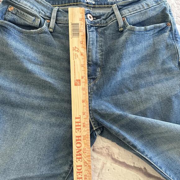 Levi's Denizen Ankle Slim High Rise Denim Blue Jeans Raw Hem Sz 10 EUC - Picture 3 of 8